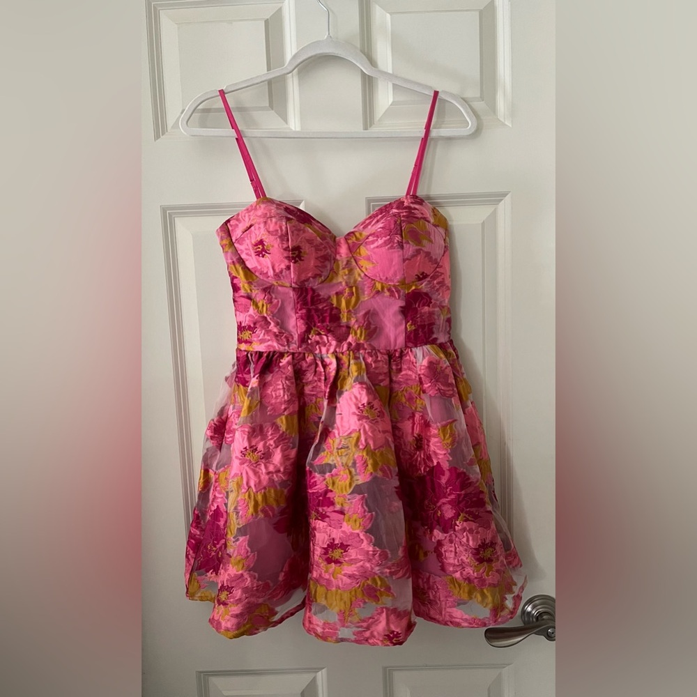 Showpo Pink Floral Mini Dress